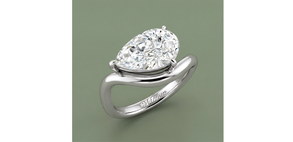 Diamond Pear Pinky Ring