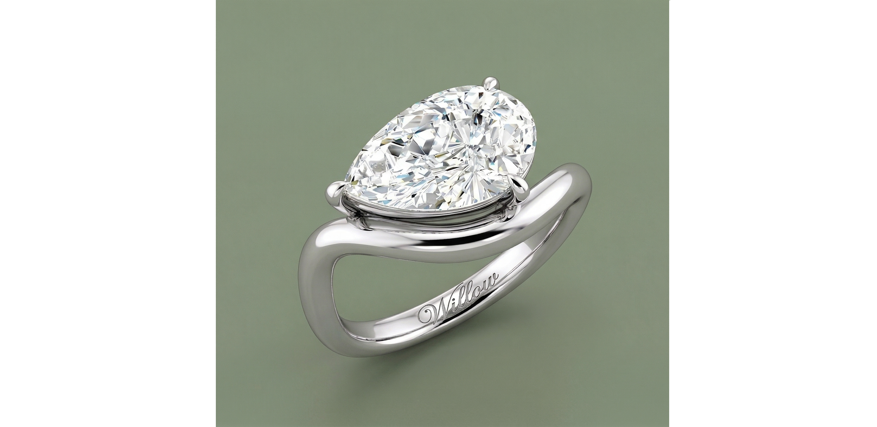 Diamond Pear Pinky Ring