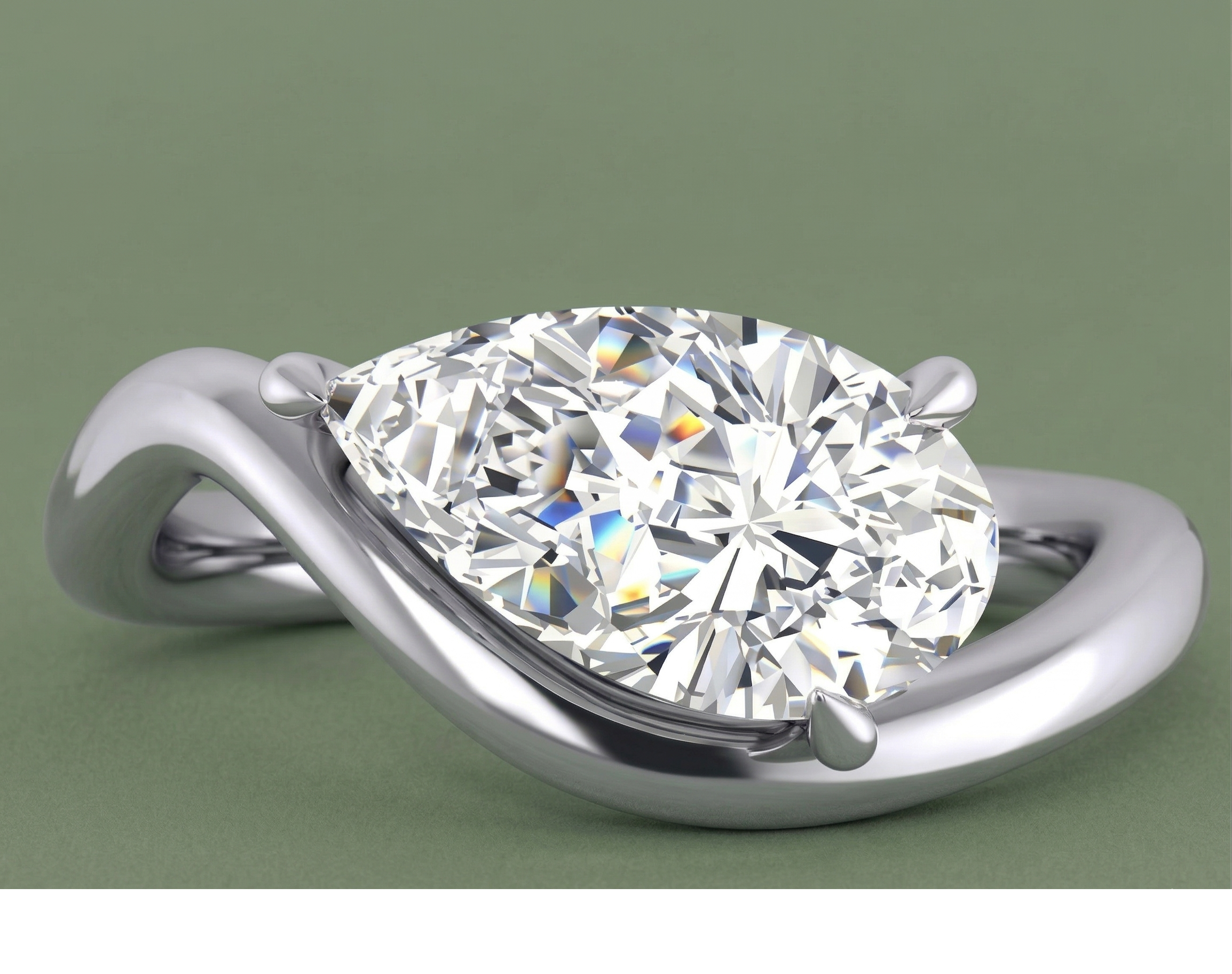 Diamond Pear Pinky Ring