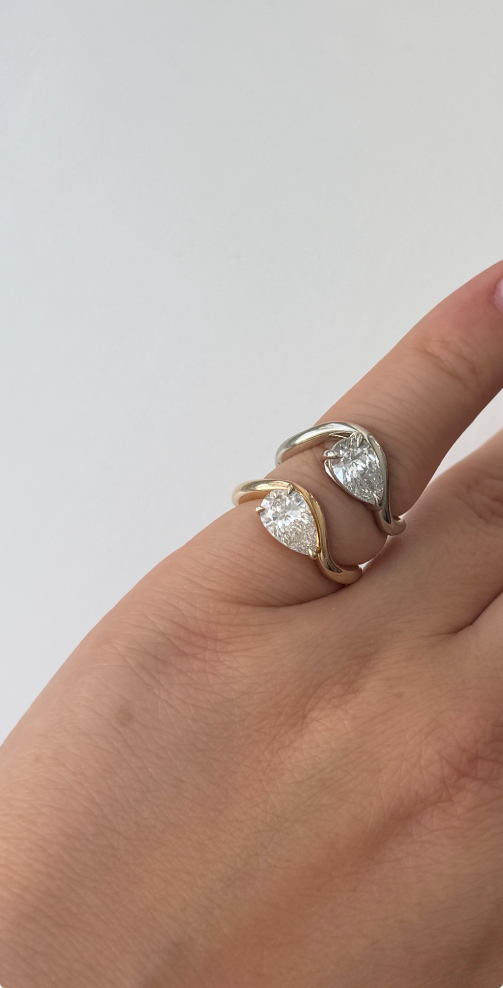 Diamond Pear Pinky Ring